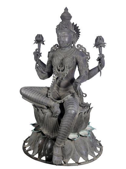 66'' Large Devi Lakshmi Statue In Blessing Posture | Panchaloha Bronze Statue From Swamimalai | Statue For Garden And Temple