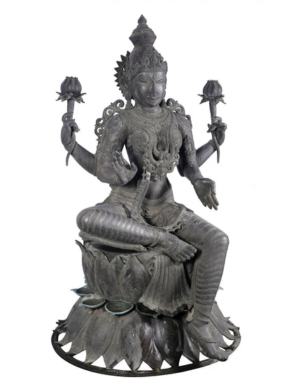 66'' Large Devi Lakshmi Statue In Blessing Posture | Panchaloha Bronze Statue From Swamimalai | Statue For Garden And Temple