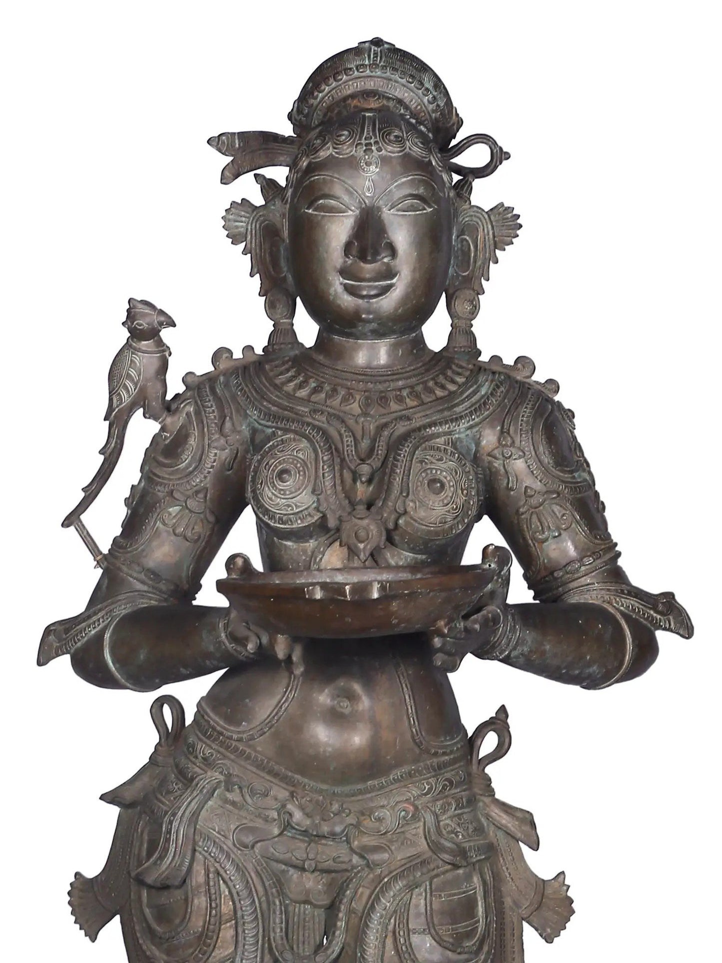 62'' Large Pair Of Deepalakshmi Statue | Panchaloha Bronze Statue From Swamimalai