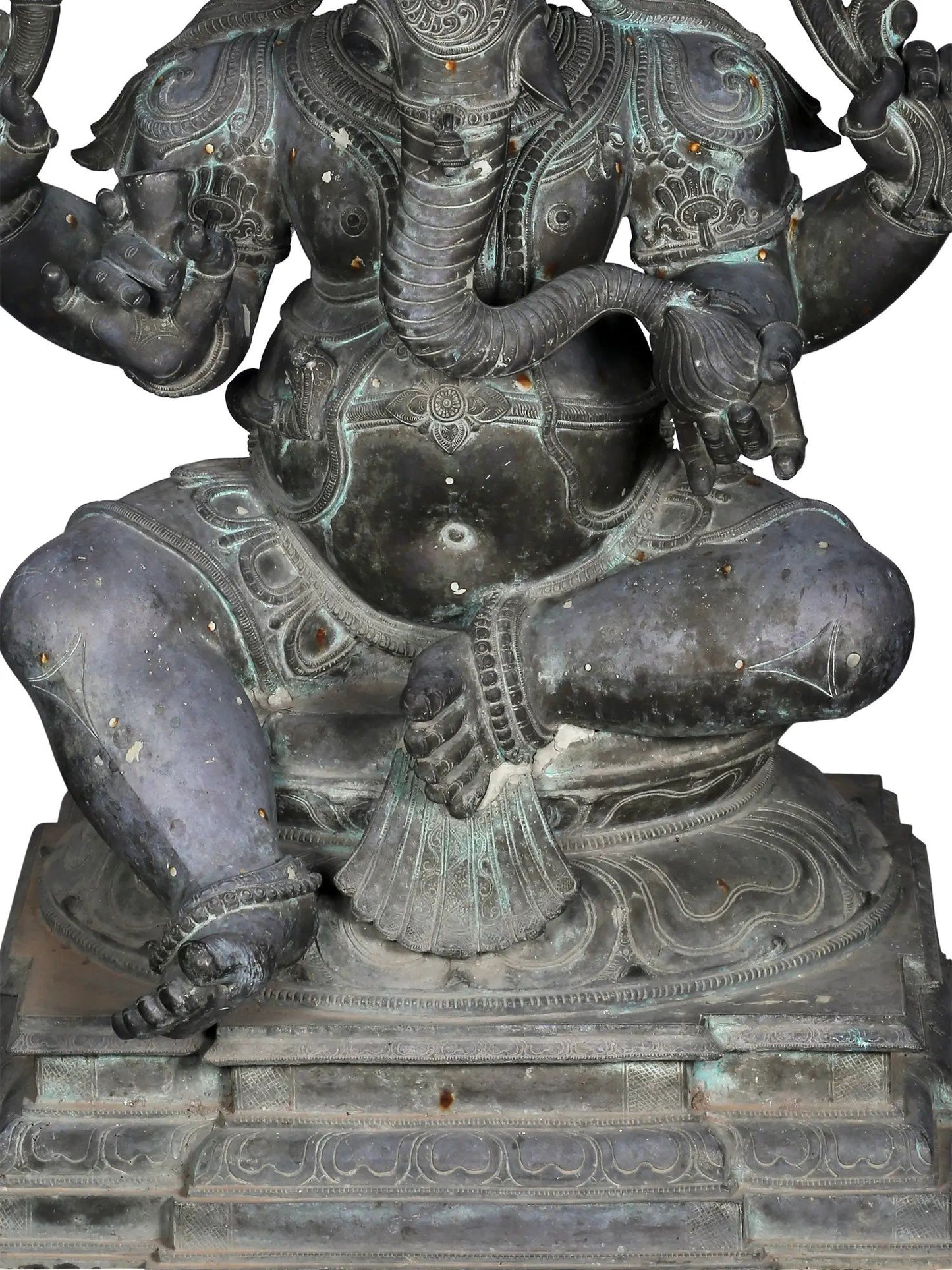 39'' Large Chaturbhuja Lord Ganesha | Madhuchista Vidhana (Lost-Wax) | Panchaloha Bronze Statue From Swamimalai