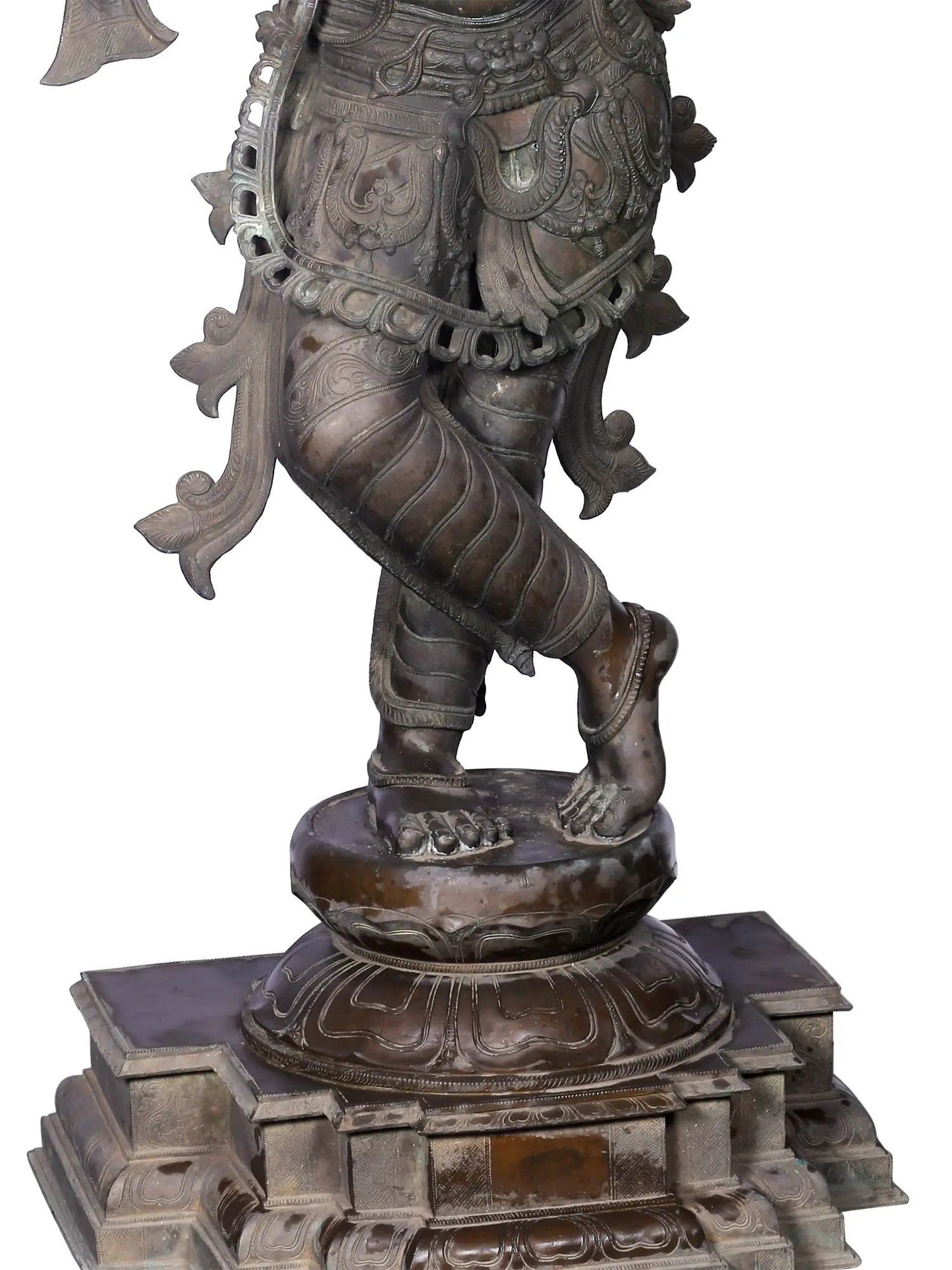 68'' Large Fluting Krishna Sculpture For Temple | Panchaloha Bronze Statue From Swamimalai