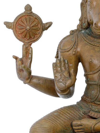 11'' Lord Hayagreeva With Goddess Lakshmi | Panchaloha Bronze Staute From Swamimalai