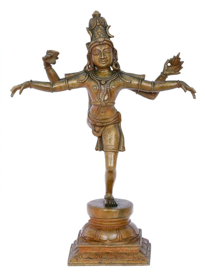 13'' Shiva Tandava - Mahadev In Dancing Posture | Panchaloha Bronze Statue From Swamimalai