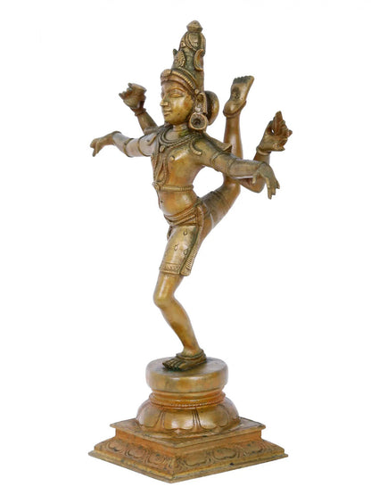 13'' Shiva Tandava - Mahadev In Dancing Posture | Panchaloha Bronze Statue From Swamimalai