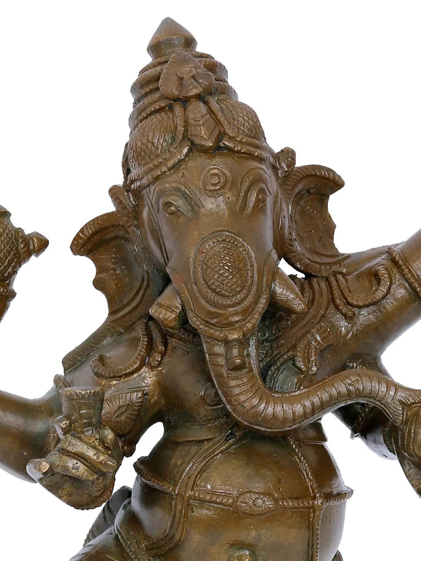 10'' Dancing Lord Ganesha With Four Hands Bronze Statue | Panchaloha Bronze Statue From Swamimalai