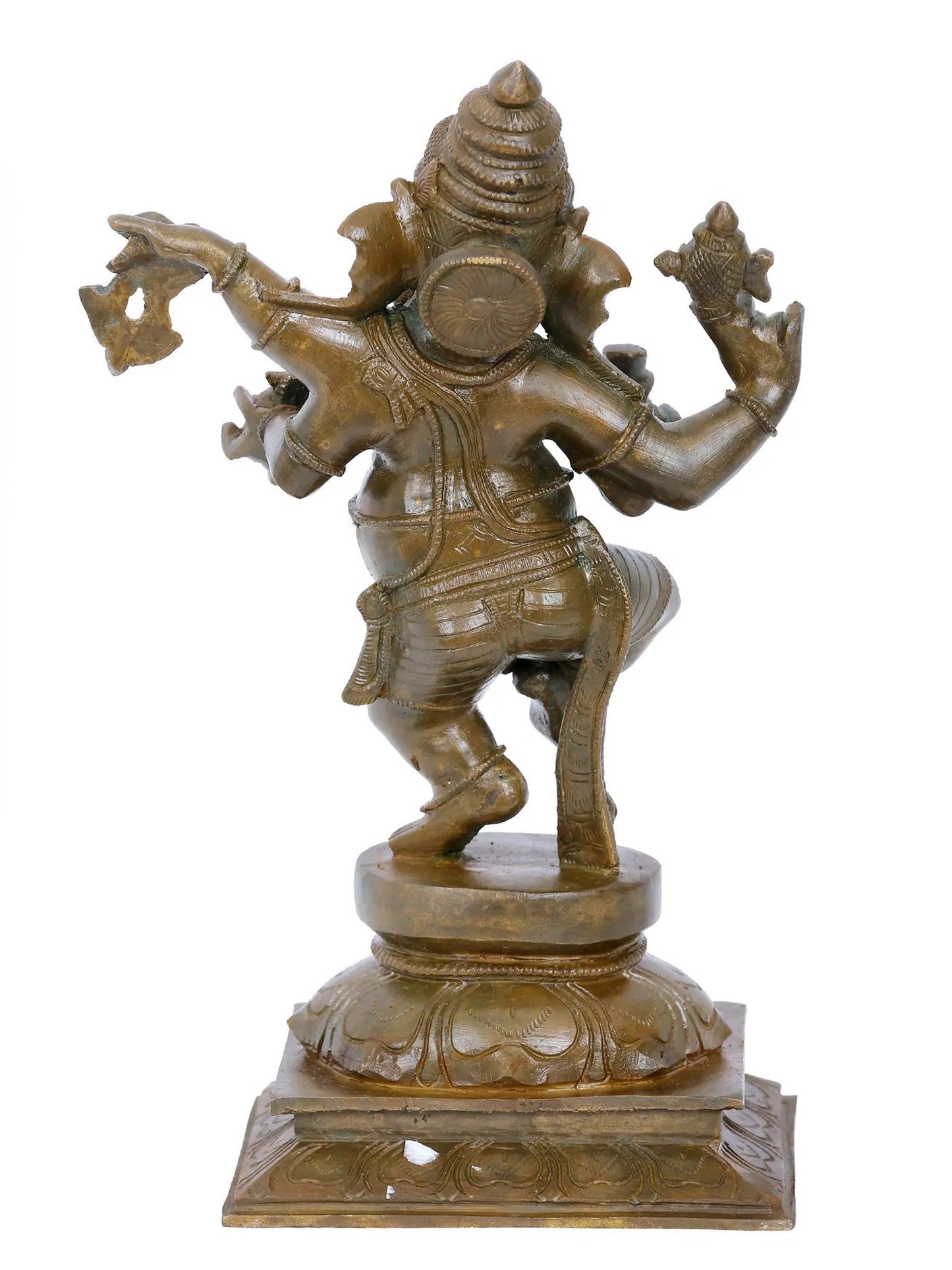 10'' Dancing Lord Ganesha With Four Hands Bronze Statue | Panchaloha Bronze Statue From Swamimalai