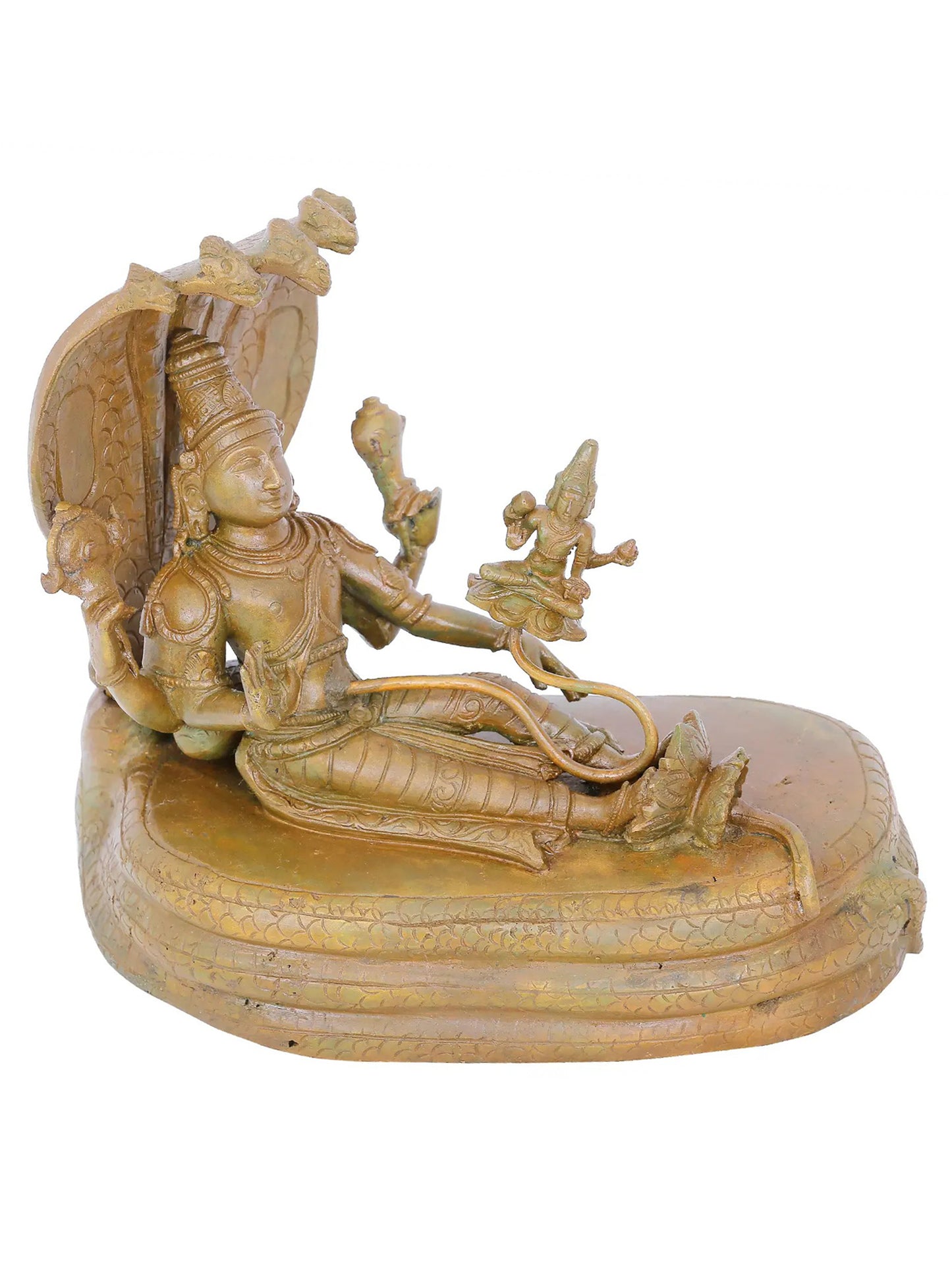 7'' Lord Vishnu As Ranganatha Bronze Sculpture | Panchaloha Bronze Statue From Swamimalai