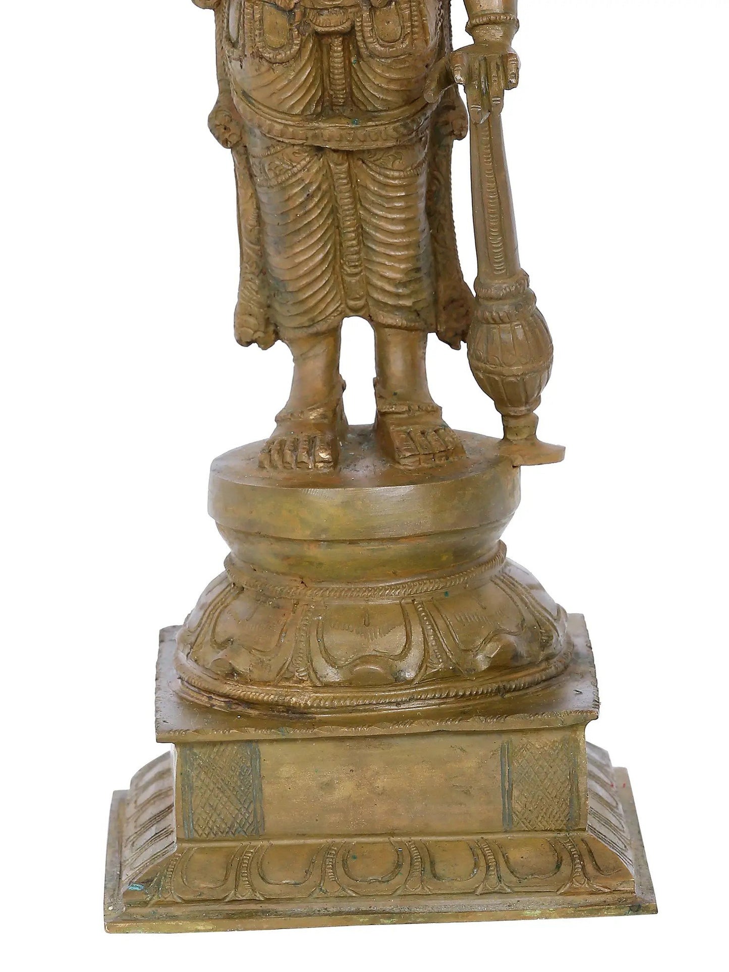 13'' Standing Lord Vishnu With Vaishnava Symbols | Panchaloha Bronze Statue From Swamimalai