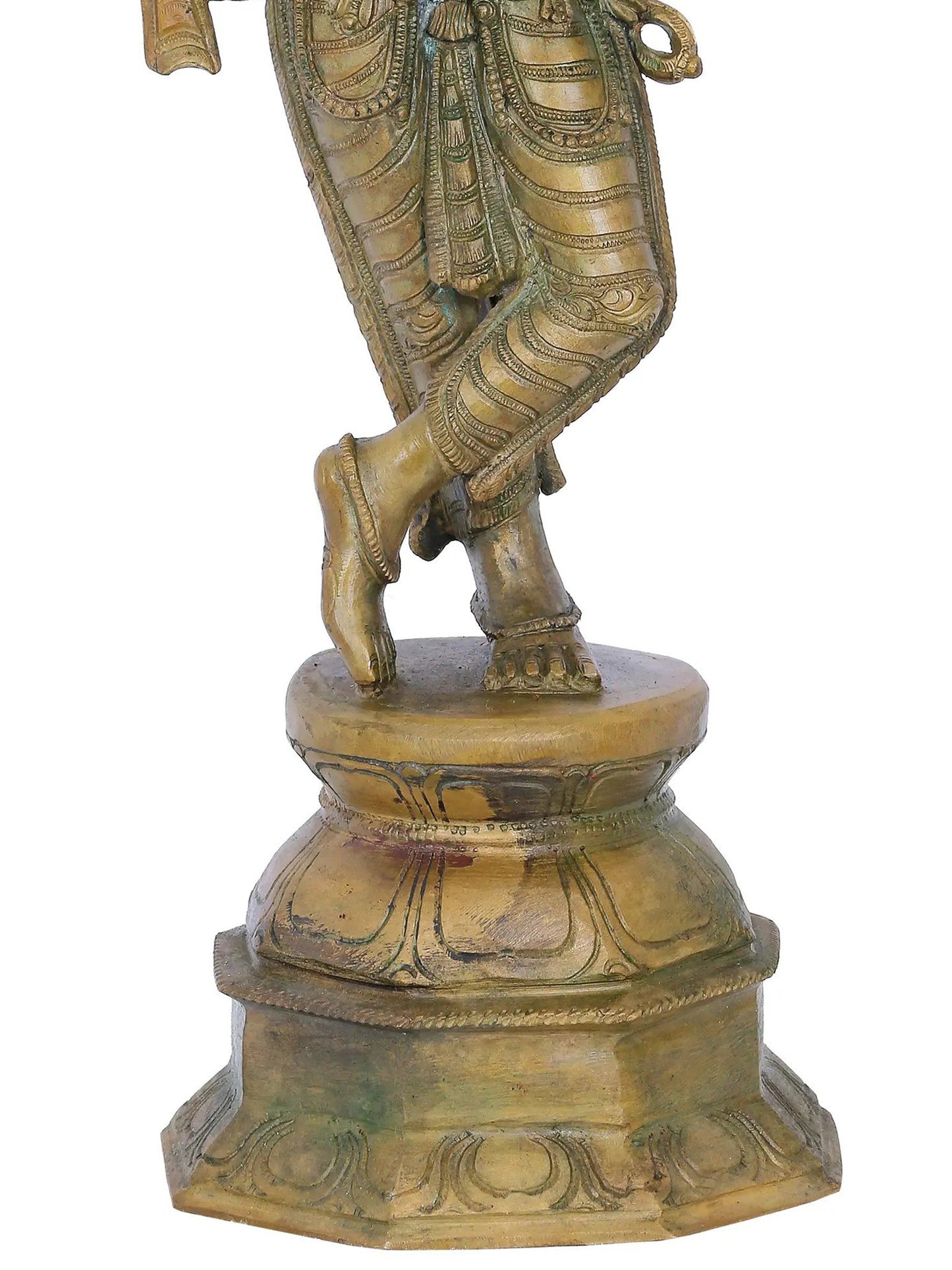 14'' Standing Lord Krishna With Flute Bronze Idol | Panchaloha Bronze Statue From Swamimalai