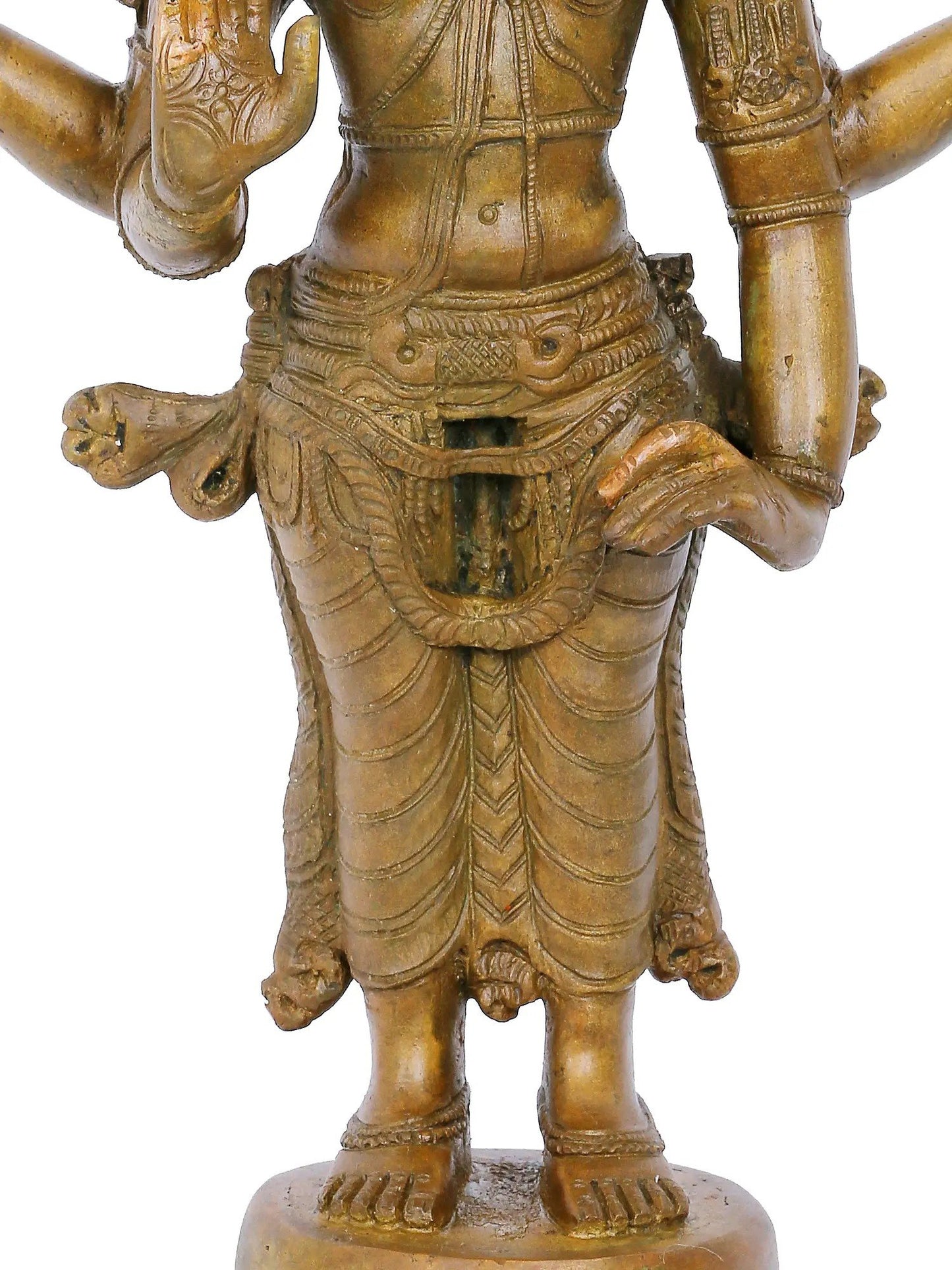 15'' Standing Lord Vishnu With Vaishnava Symbols | Panchaloha Bronze Statue From Swamimalai