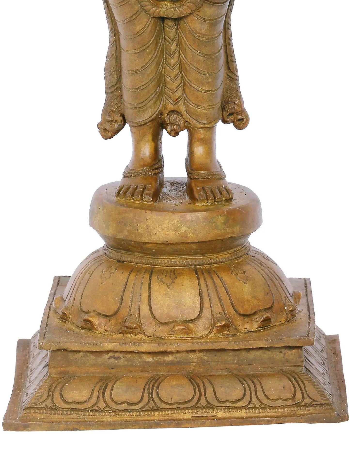 15'' Standing Lord Vishnu With Vaishnava Symbols | Panchaloha Bronze Statue From Swamimalai