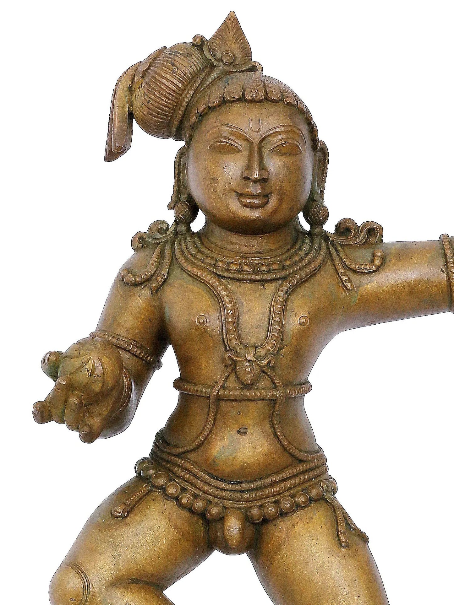 19'' Lord Krishna Stand On Five Headed Kaliya Serpent | Panchaloha Bronze Statue From Swamimalai