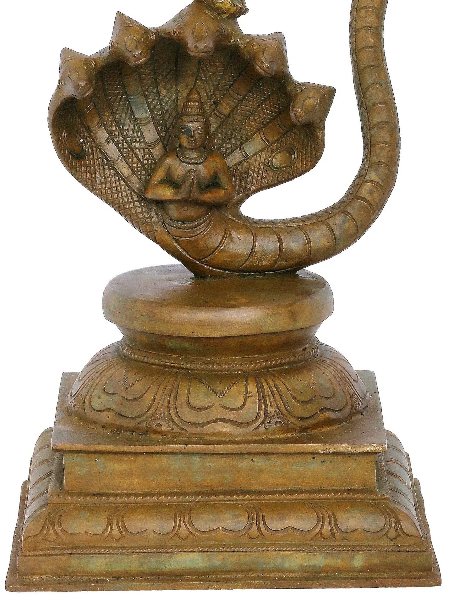 19'' Lord Krishna Stand On Five Headed Kaliya Serpent | Panchaloha Bronze Statue From Swamimalai