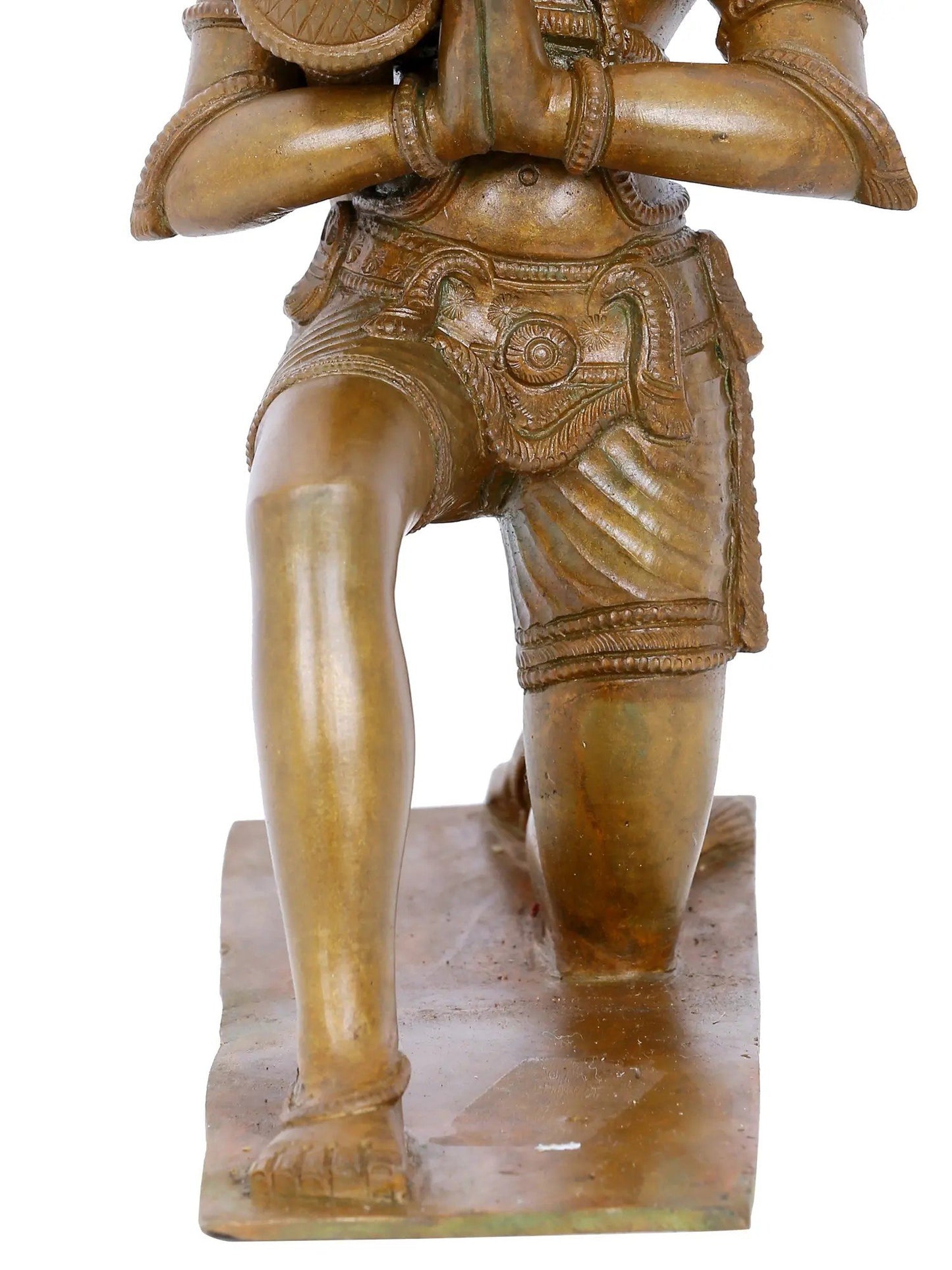 11'' Lord Hanuman In Namaskar Mudra With Mace | Decorative Bronze Idol | Bronze Statue For Temple