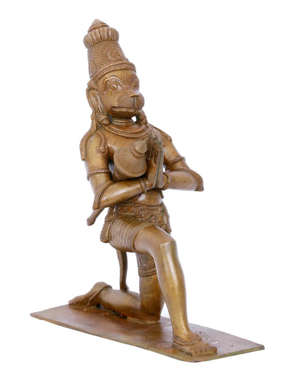 11'' Lord Hanuman In Namaskar Mudra With Mace | Decorative Bronze Idol | Bronze Statue For Temple