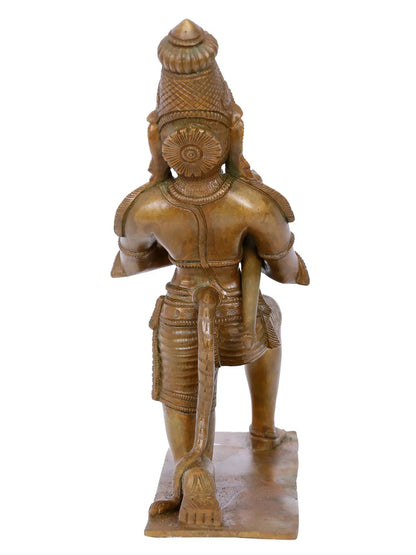 11'' Lord Hanuman In Namaskar Mudra With Mace | Decorative Bronze Idol | Bronze Statue For Temple