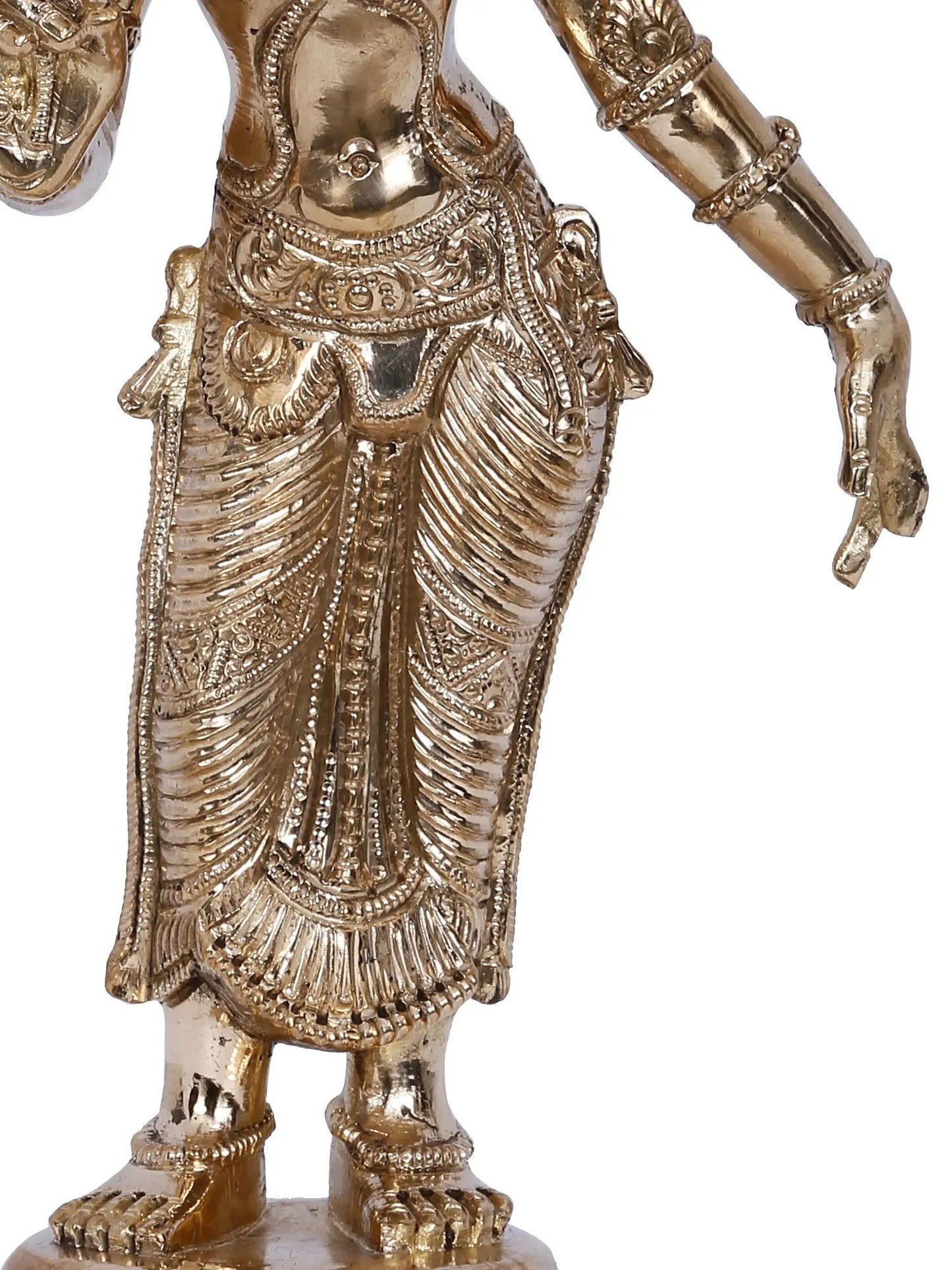 12'' Standing Goddess Meenakshi With Parrot | Panchaloha Bronze Statue From Swamimalai