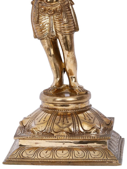 12'' Standing Sankat Mochan Veer Hanuman Statue | Panchaloha Bronze Statue From Swamimalai