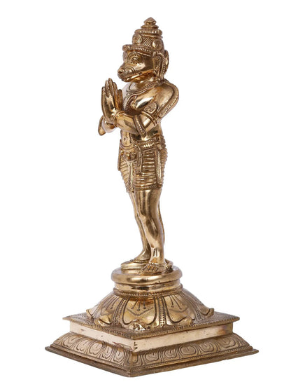 12'' Standing Sankat Mochan Veer Hanuman Statue | Panchaloha Bronze Statue From Swamimalai