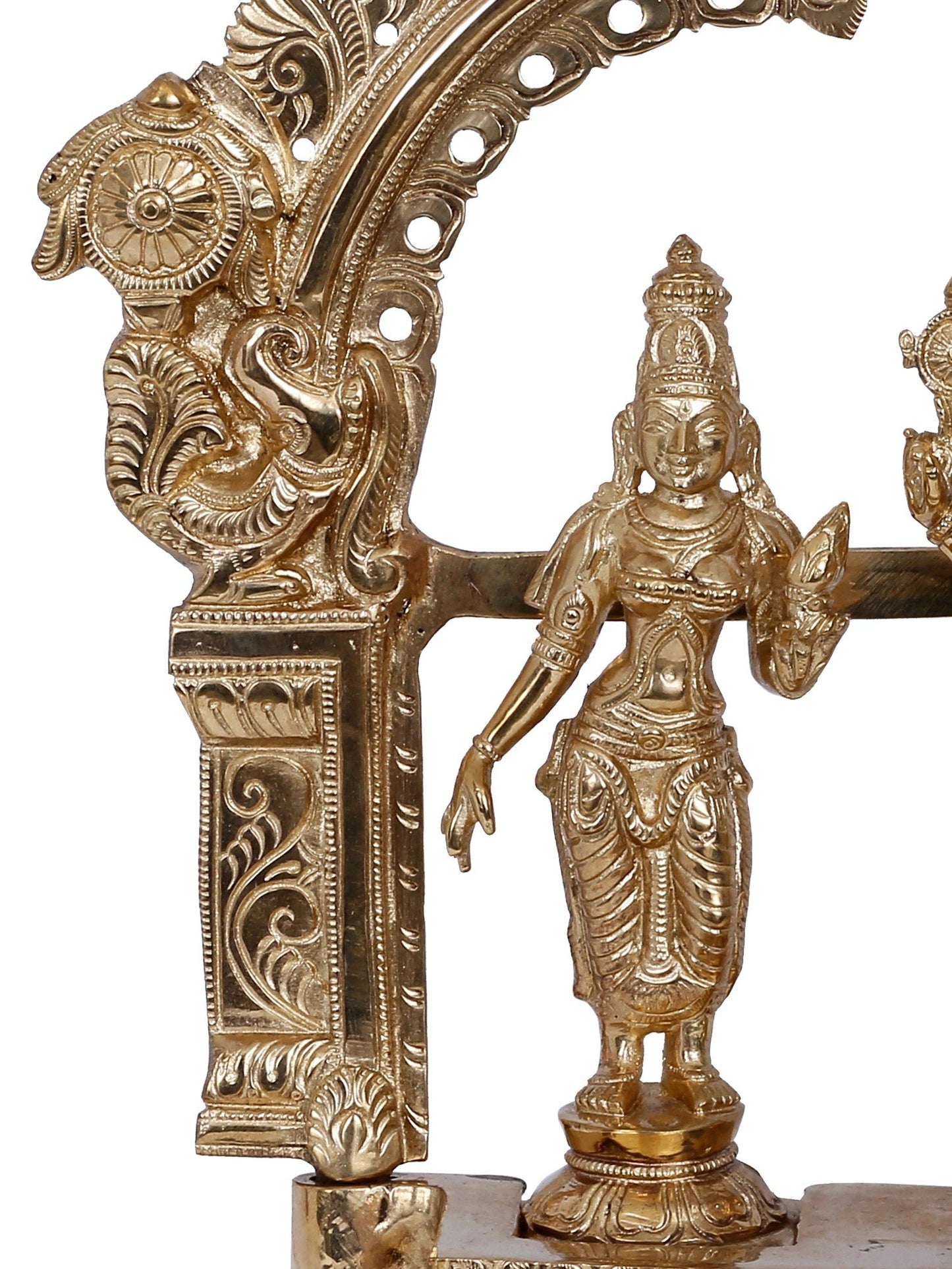 13'' Lord Perumal With Sridevi And Bhudevi | Panchaloha Bronze Statue From Swamimalai