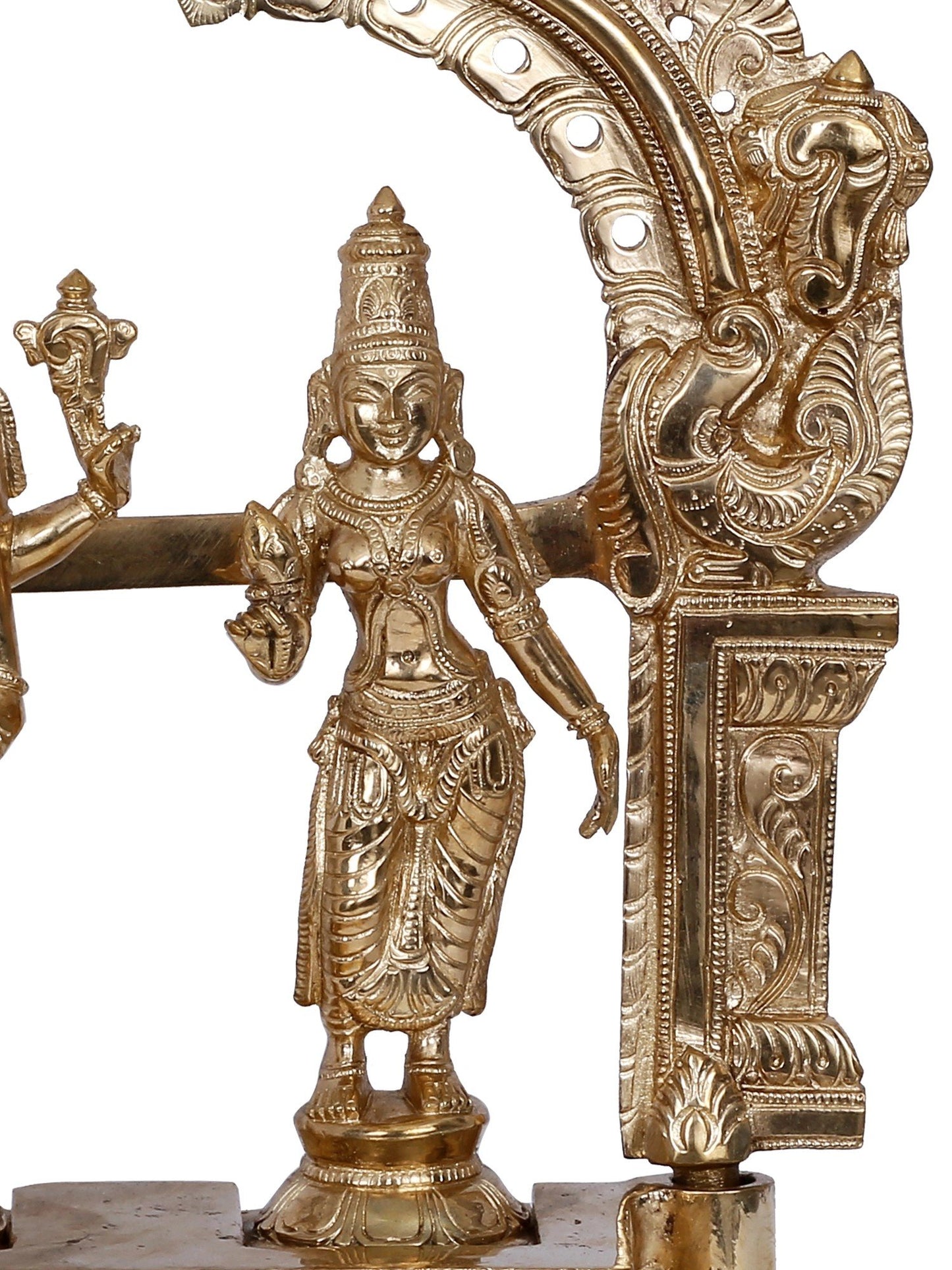 13'' Lord Perumal With Sridevi And Bhudevi | Panchaloha Bronze Statue From Swamimalai