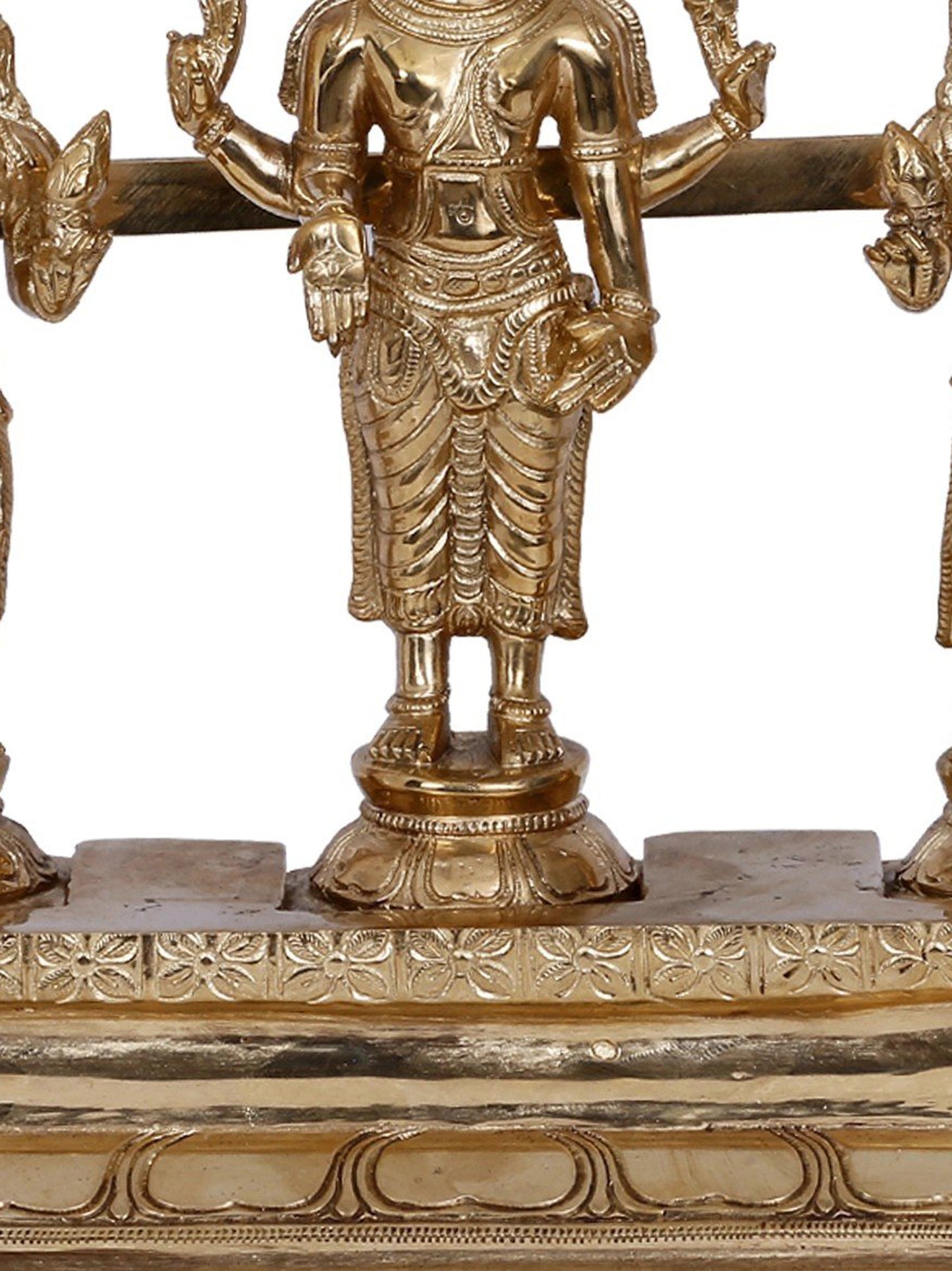 13'' Lord Perumal With Sridevi And Bhudevi | Panchaloha Bronze Statue From Swamimalai