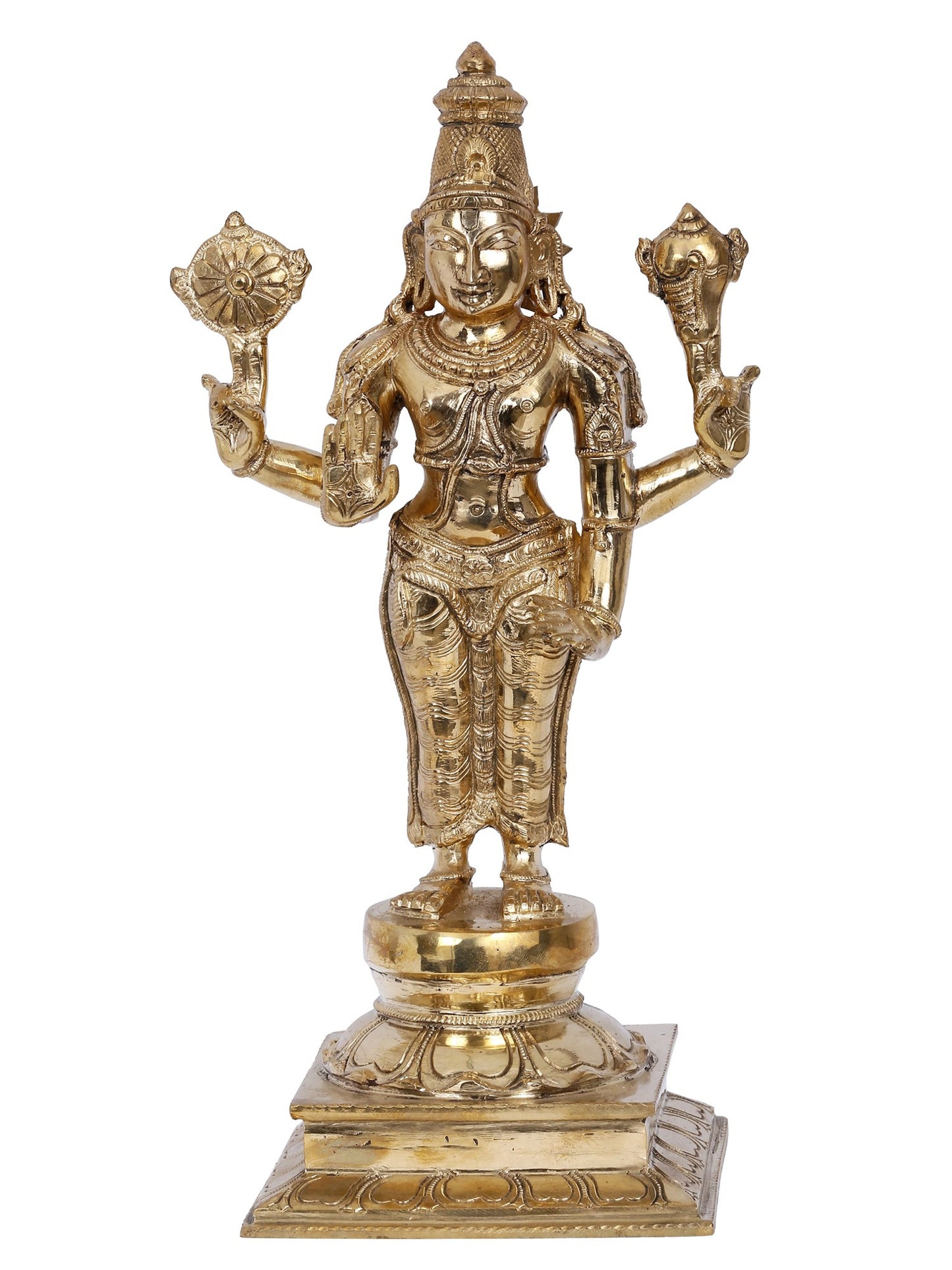 13'' Lord Vishnu Bronze Idol | Panchaloha Bronze Statue From Swamimalai | Bronze Idol For Temple