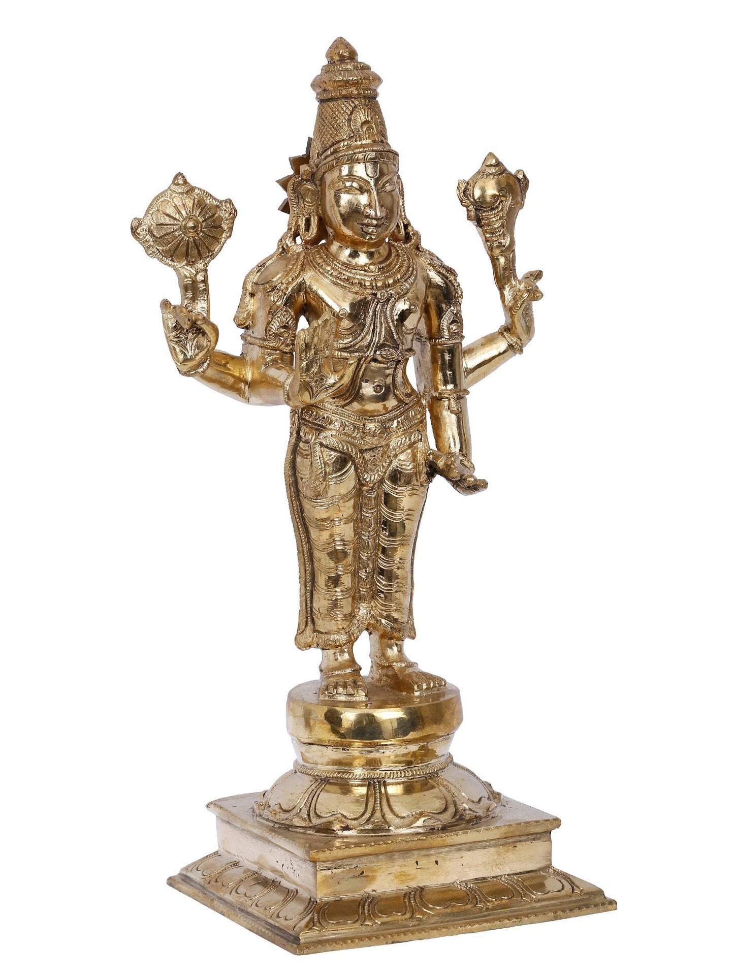 13'' Lord Vishnu Bronze Idol | Panchaloha Bronze Statue From Swamimalai | Bronze Idol For Temple