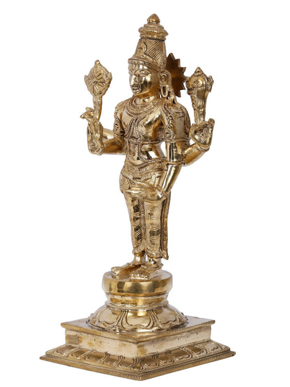 13'' Lord Vishnu Bronze Idol | Panchaloha Bronze Statue From Swamimalai | Bronze Idol For Temple