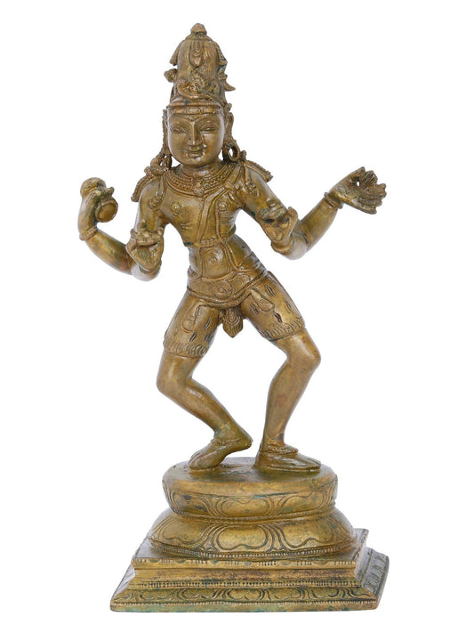 9'' Lord Shiva As Tandava Mudra | Panchaloha Bronze Statue From Swamimalai