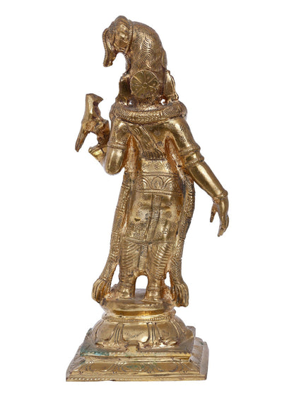 11'' Goddess Andal With Bird Bronze Sculpture | Panchaloha Bronze Statue From Swamimalai