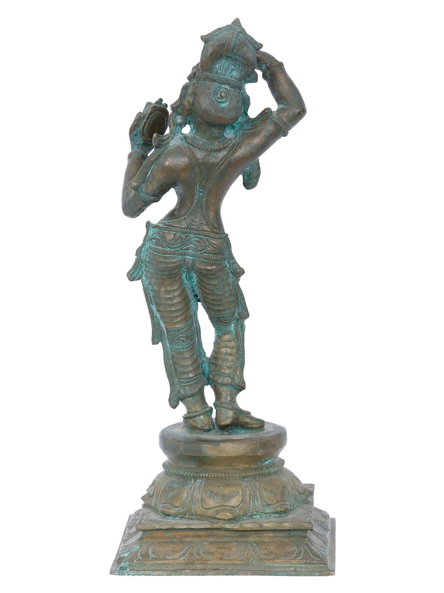 12'' Bronze Mirror Holding Lady | Panchaloha Bronze Statue From Swamimalai