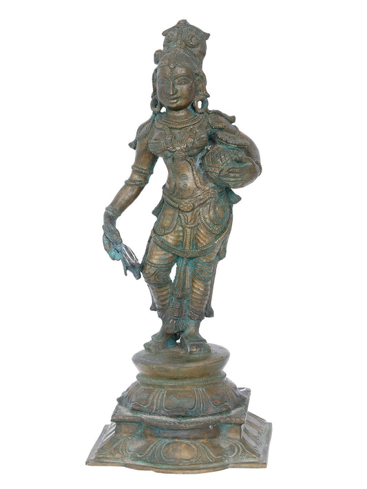 12'' Apsara With  Pot Of Water | Panchaloha Bronze Statue From Swamimalai | Decorative Statue