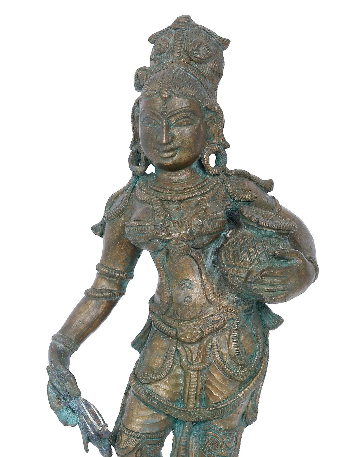 12'' Apsara With  Pot Of Water | Panchaloha Bronze Statue From Swamimalai | Decorative Statue