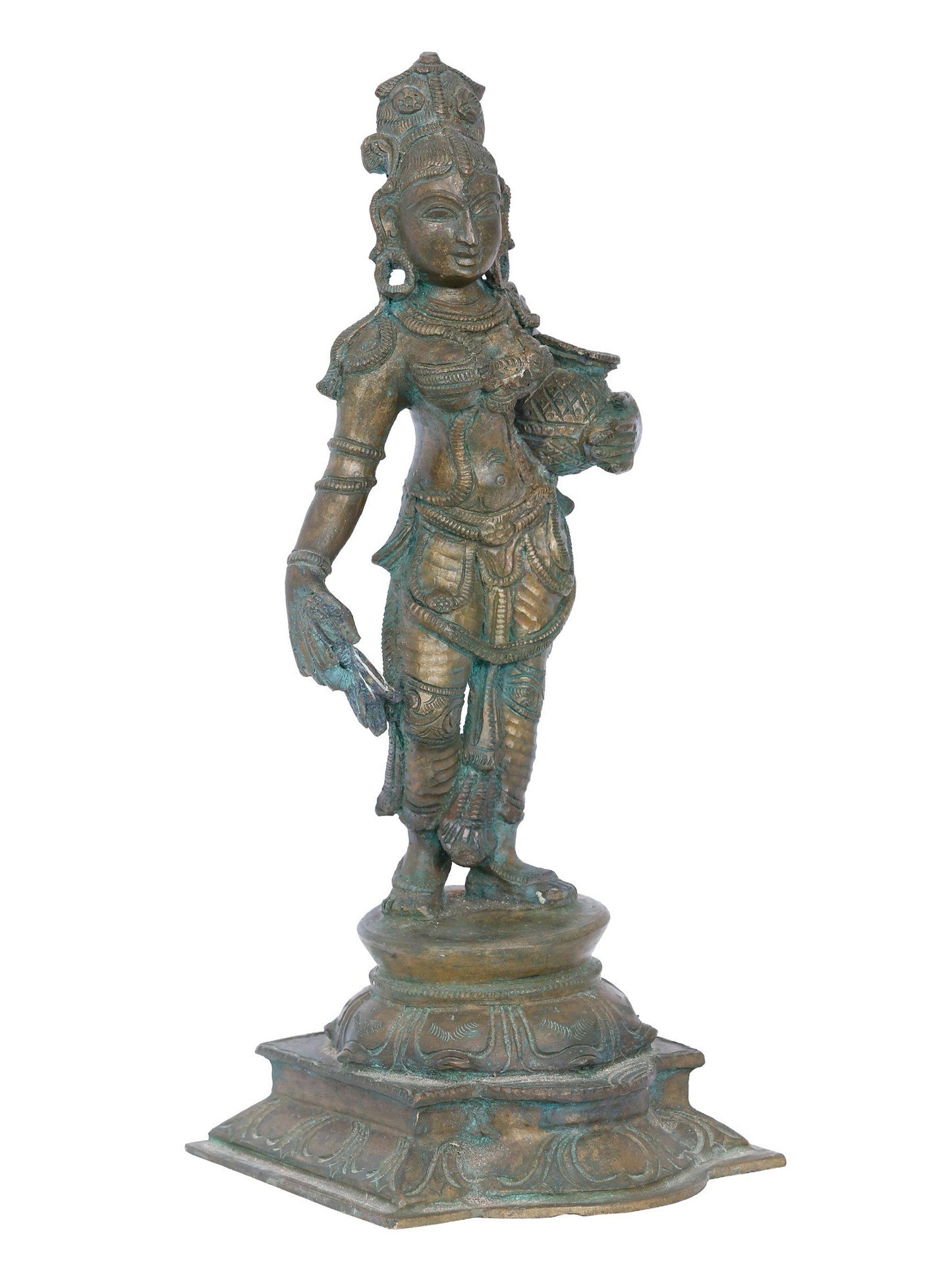 12'' Apsara With  Pot Of Water | Panchaloha Bronze Statue From Swamimalai | Decorative Statue