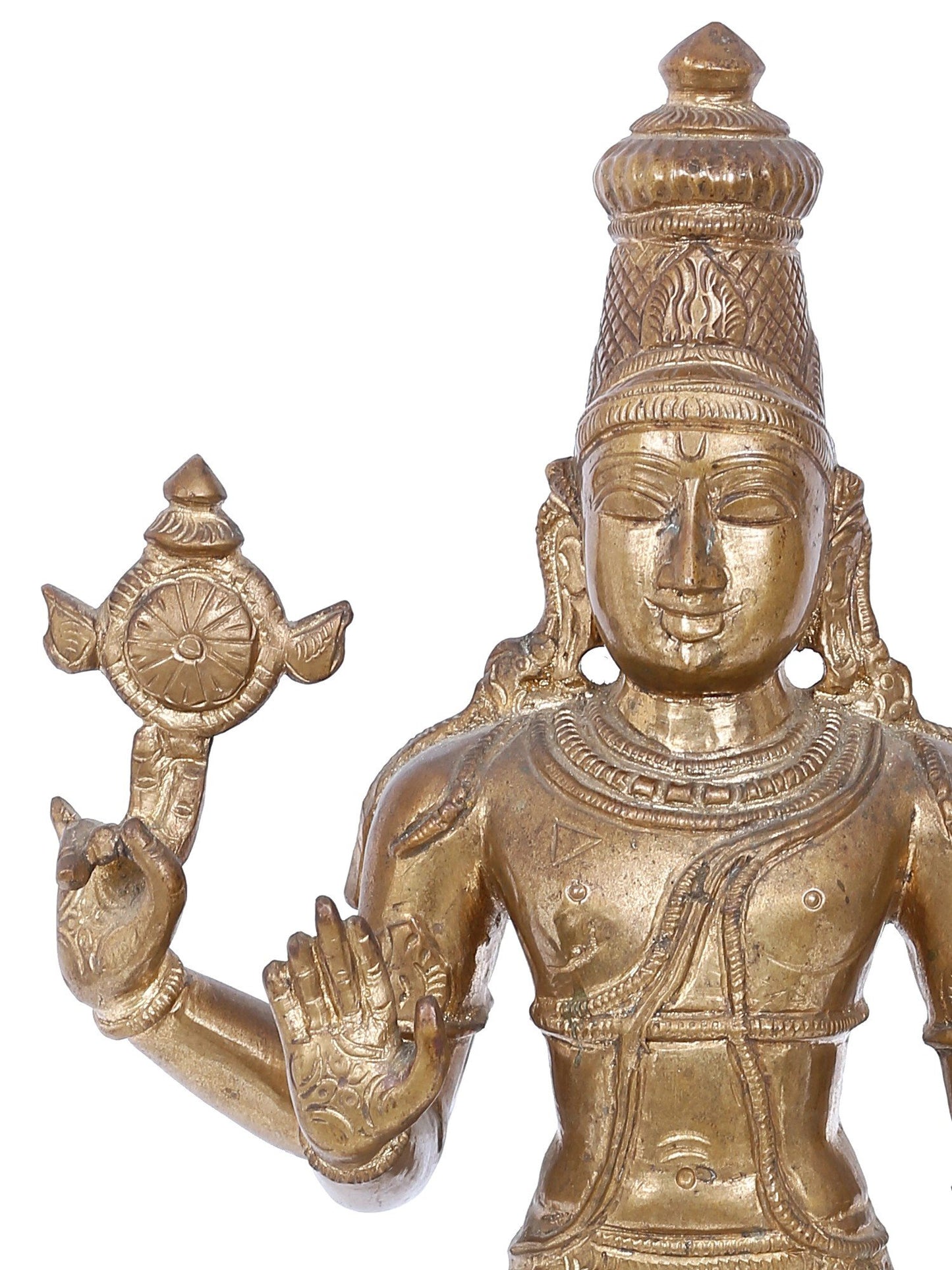 16'' Standing Lord Vishnu With Mace Bronze Sculpture | Panchaloha Bronze Statue From Swamimalai