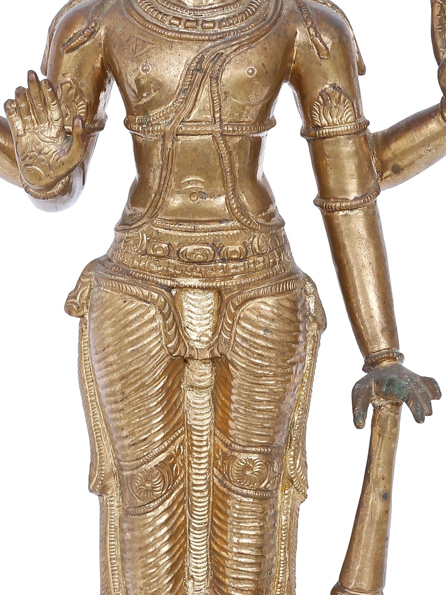 16'' Standing Lord Vishnu With Mace Bronze Sculpture | Panchaloha Bronze Statue From Swamimalai