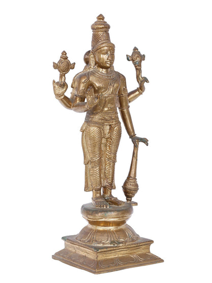 16'' Standing Lord Vishnu With Mace Bronze Sculpture | Panchaloha Bronze Statue From Swamimalai