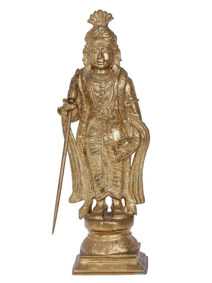 13'' Palani Murugan (Kartikeya) Bronze Statue With Turban | Panchaloha Bronze Statue From Swamimalai