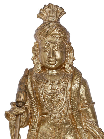 13'' Palani Murugan (Kartikeya) Bronze Statue With Turban | Panchaloha Bronze Statue From Swamimalai