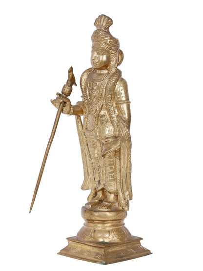 13'' Palani Murugan (Kartikeya) Bronze Statue With Turban | Panchaloha Bronze Statue From Swamimalai