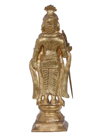 13'' Palani Murugan (Kartikeya) Bronze Statue With Turban | Panchaloha Bronze Statue From Swamimalai