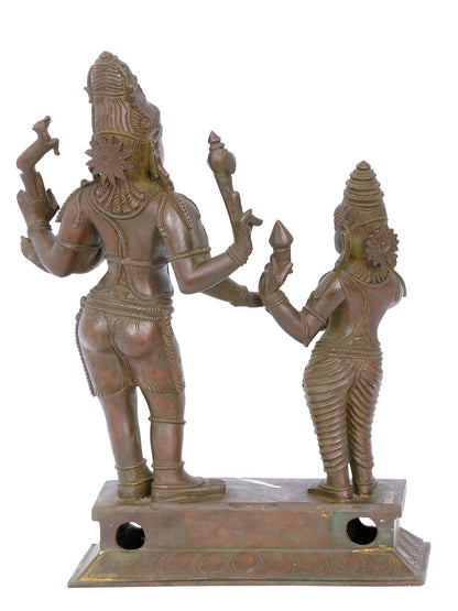 12'' Standing Lord Shiva With Goddess Parvati | Panchaloha Bronze Statue From Swamimalai