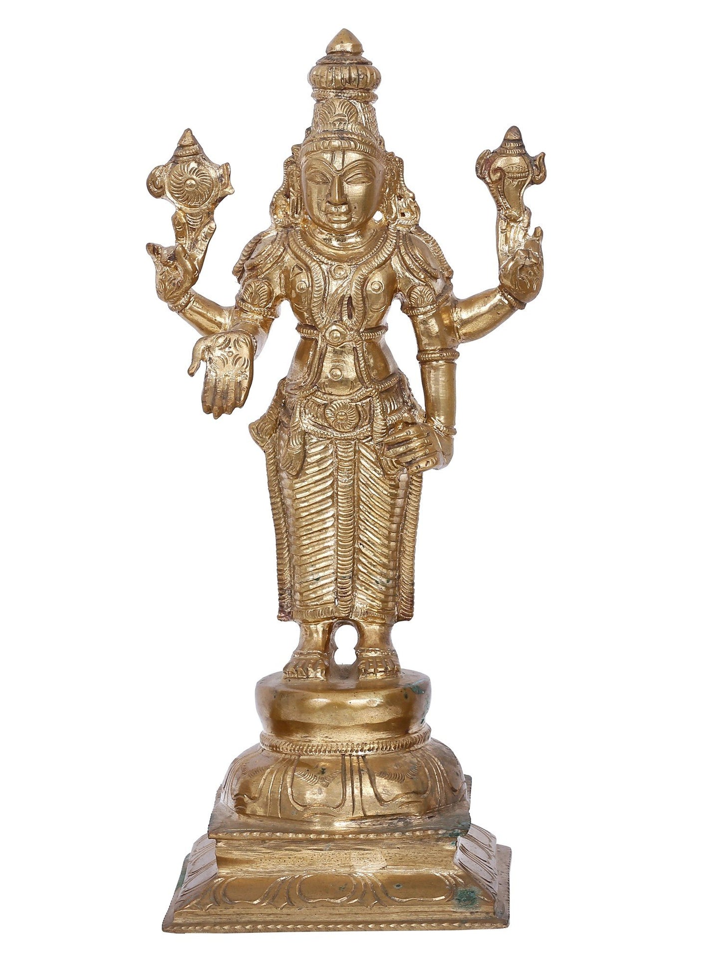 13'' Trio Of Lord Perumal With Sridevi And Bhudevi (Set Of 3) | Panchaloha Bronze Statue From Swamimalai