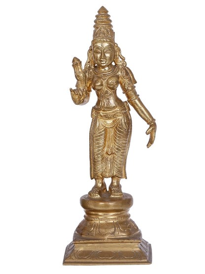 13'' Trio Of Lord Perumal With Sridevi And Bhudevi (Set Of 3) | Panchaloha Bronze Statue From Swamimalai