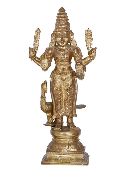 12" Lord Kartikeya (Murugan) With Devasena And Valli | Panchaloha Bronze Statue From Swamimalai