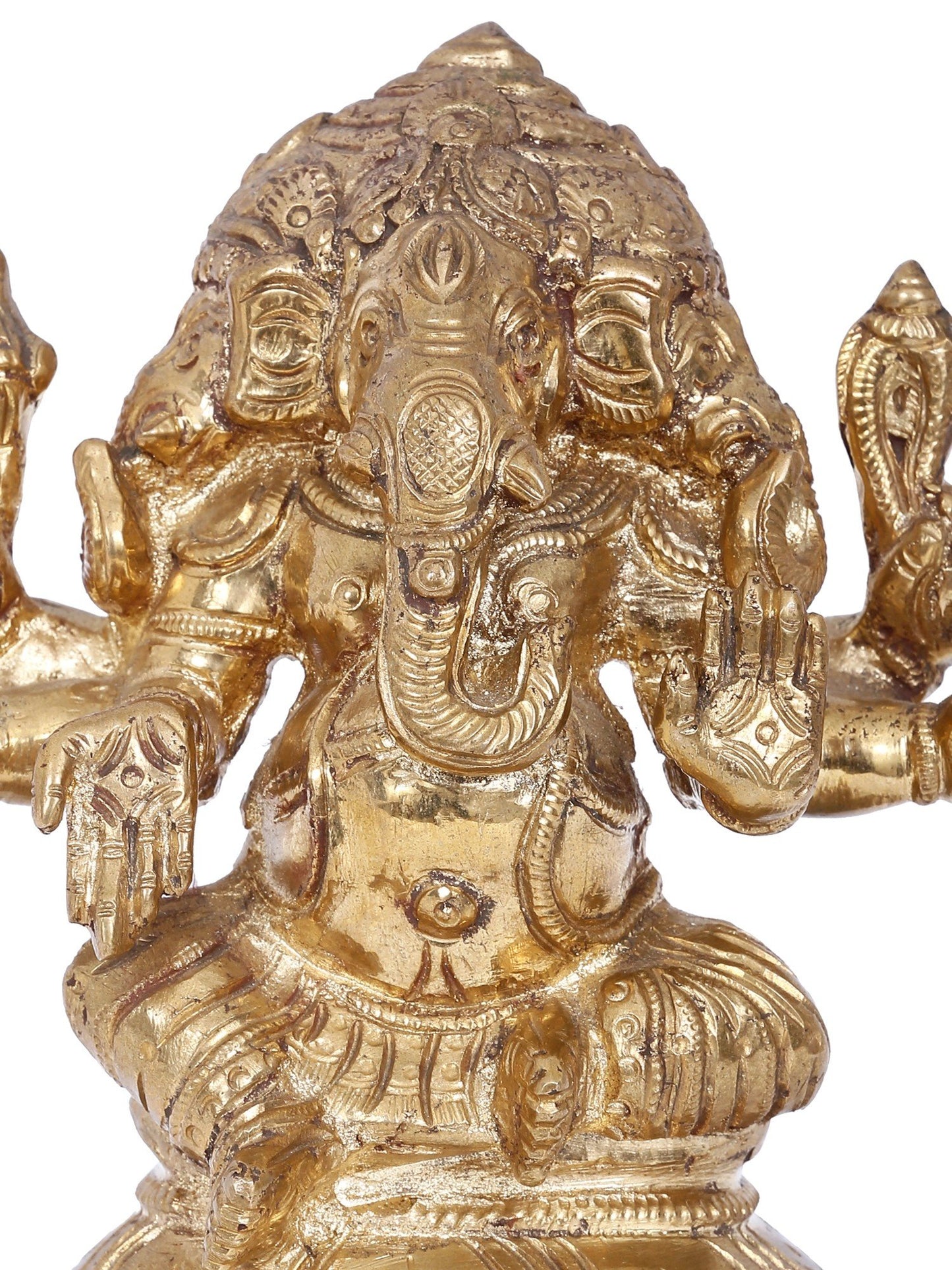 6'' Three Headed Lord Ganesha Bronze Idol | Panchaloha Bronze Statue From Swamimalai