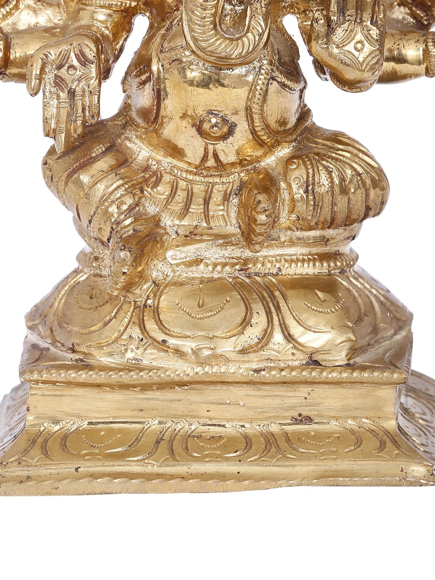 6'' Three Headed Lord Ganesha Bronze Idol | Panchaloha Bronze Statue From Swamimalai