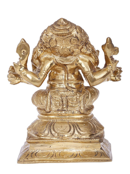 6'' Three Headed Lord Ganesha Bronze Idol | Panchaloha Bronze Statue From Swamimalai