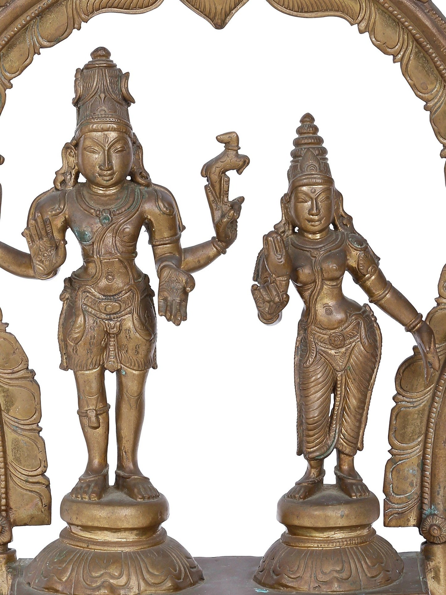 12'' Shiva And Parvati Bronze Sculpture | Panchaloha Bronze Statue From Swamimalai